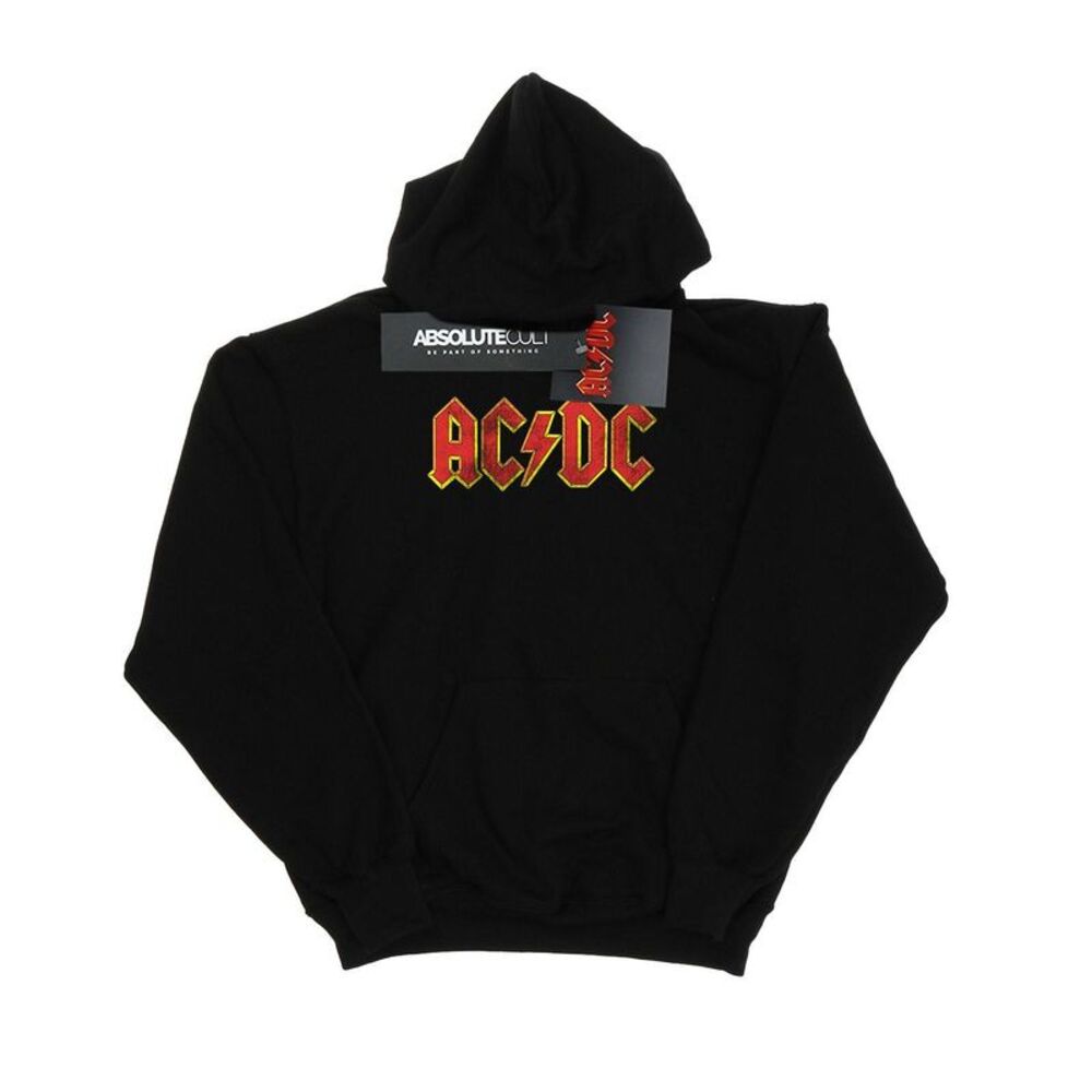 AC/DC Mens Distressed Red Logo Hoodie / Black